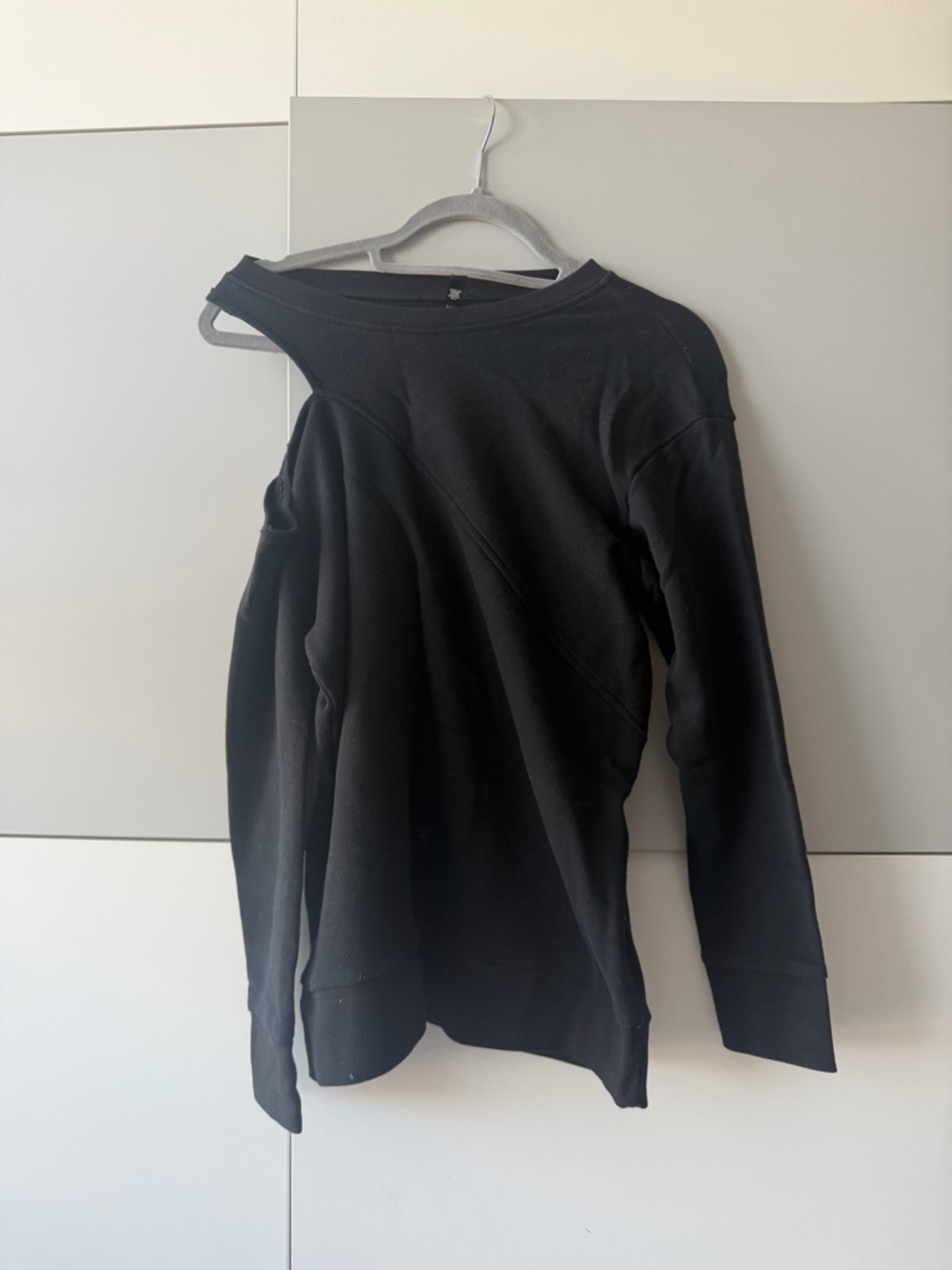 Victoria's Secret Black Asymmetric One-Shoulder Cutout Sweatshirt